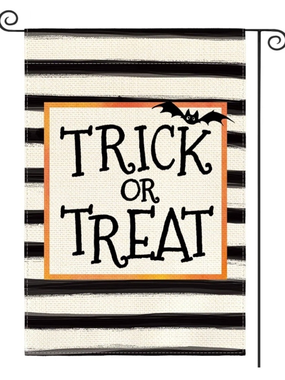 Trick or Treat Halloween Garden Flag - Black, White & Orange